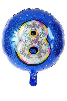 Folyo Sayılı Balon Mavi, 8 Yazılı Balon 40 Cm, Doğum Günü Parti Balonu A4819-mavi