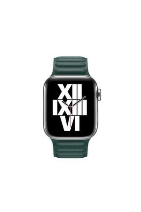 Apple Watch Seri 7/8 45mm Uyumlu Bakla Dizayn Mıknatıs Ayarlı Deri Kordon Kayış NZH-KRD-KSA-KRY-380