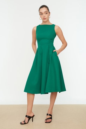 Yeşil Pileli Elbise TWOSS20EL0980