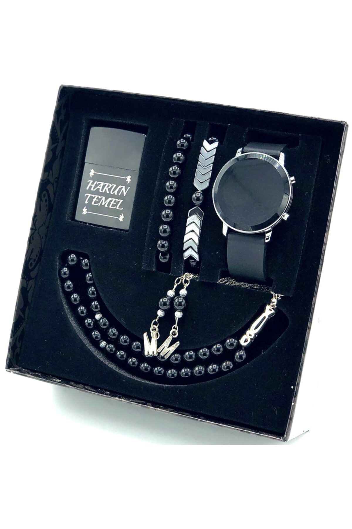 Waterproof Men Wrist Watch Lighter Rosary And Bracelet Set