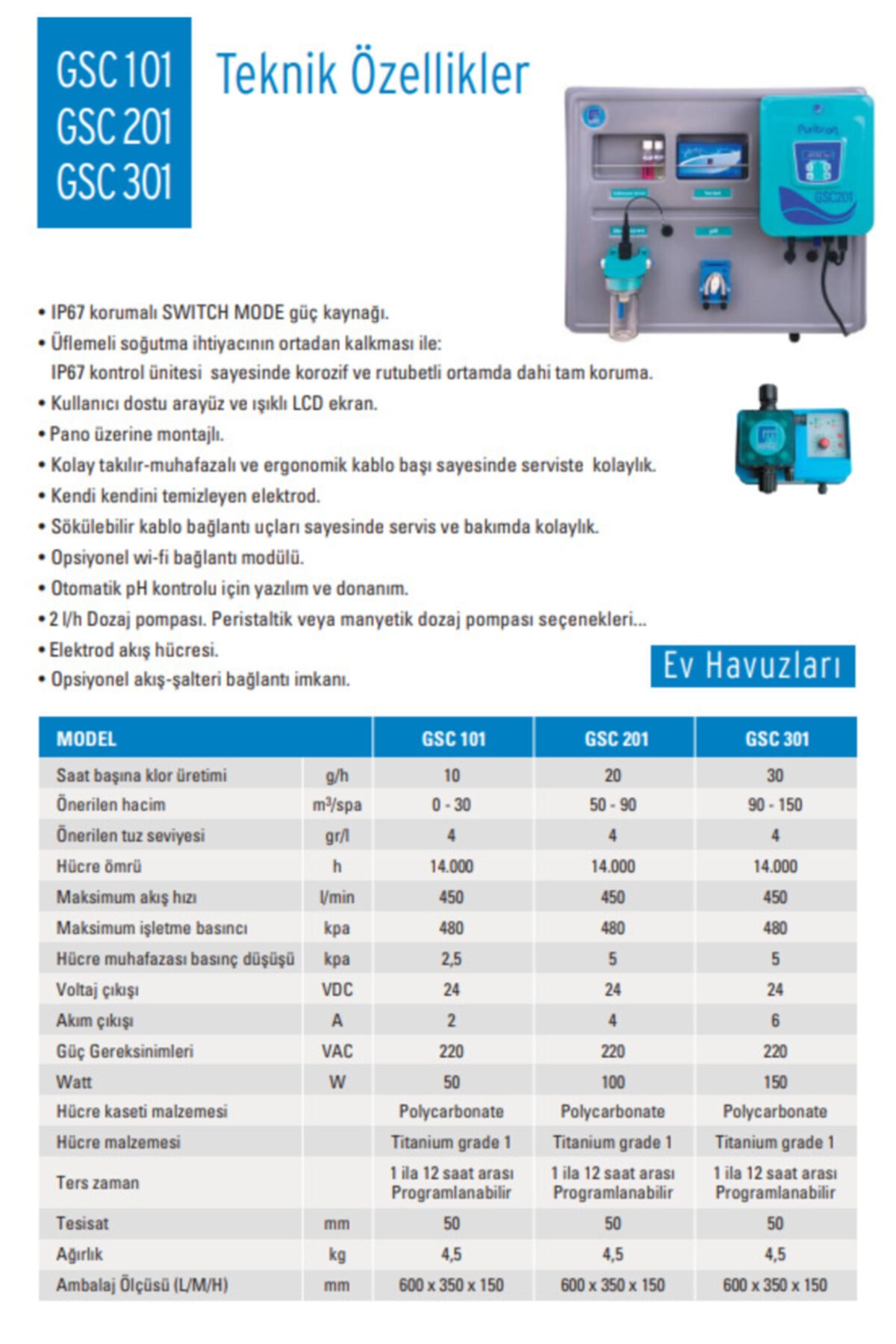 Puritron Gsc-101 Otomatik Ph Kontrollü Hat Üstü Tuz ve Klor Jenaratörü 3