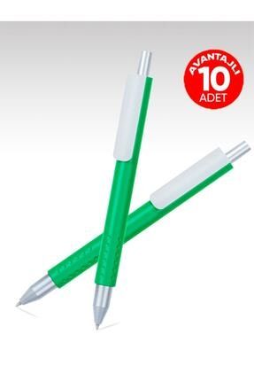 10 Adet Basmalı Mavi Mürekkepli Tükenmez Kalem - Yeşil EGESTA-1005-10
