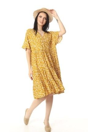 Salaş Desenli Elbise - Sarı 2022/5713