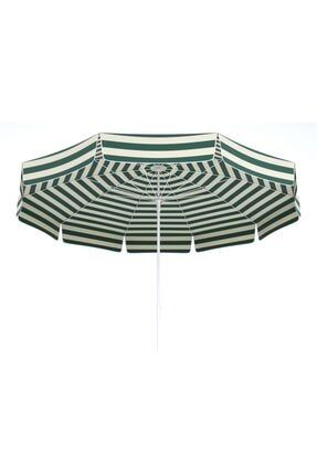 Parasol's 100/10 Delüks Plaj Ve Bahçe Şemsiye - Yeşil Krem Çizgi 7152334