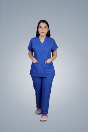 Doktor Hemşire Forması Cerrahi Nöbet Üniforma Takımı Unisex Mavi Üniforma MST001