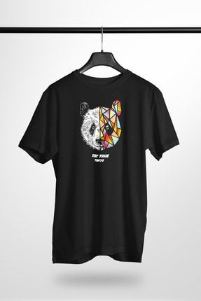 Panda Baskılı Siyah T-shirt P28674S9747