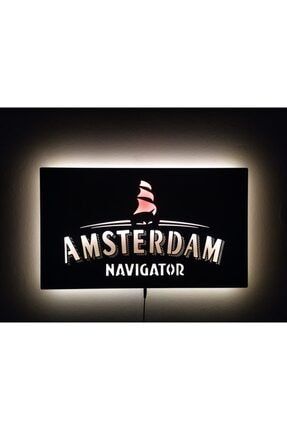 Amsterdam Led Işıklı Tablo Ahşap Duvar Dekoru lcttbl161