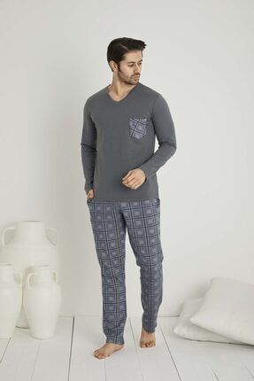 Erkek Pamuklu Penye Süprem Uzun Kollu Pijama Takımı MSFK5412