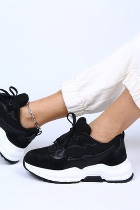 Berta Hakiki Deri Bağcıklı Siyah Sneaker MNJ.002