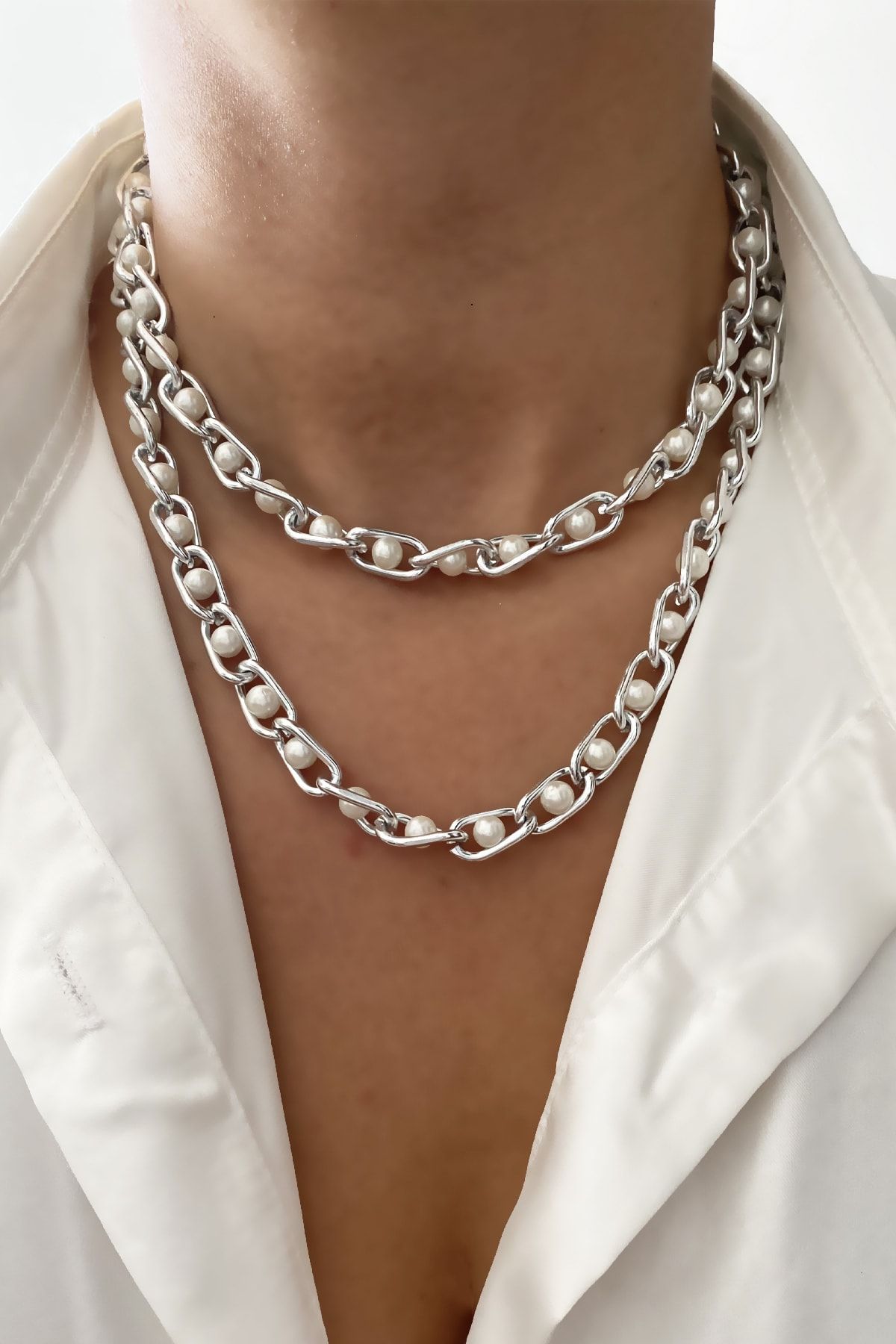 Silver necklace and bracelet cheap set