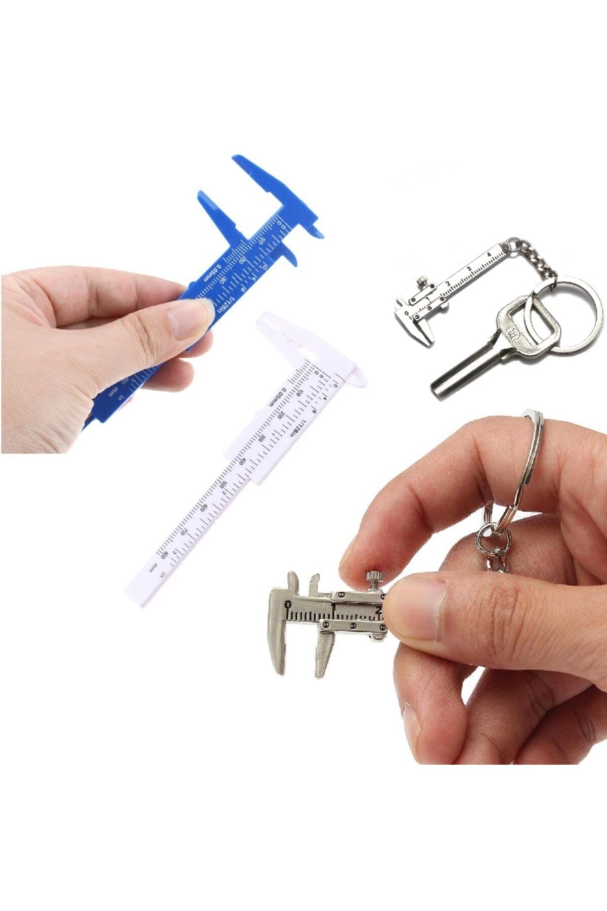 Depolife-80mm Plastic Caliper And Metal Mini Keychain Caliper Set Thickness Gauge Comparator Set of 2 1