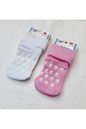 Berkaysun Tekstil'den Pamuklu Altı Kaydırmazlı Bebek Çorabı 2'li 5089