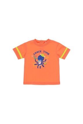 Erkek Bebek Ahtapot Baskılı Kısa Kollu T-shirt 2211BB05039