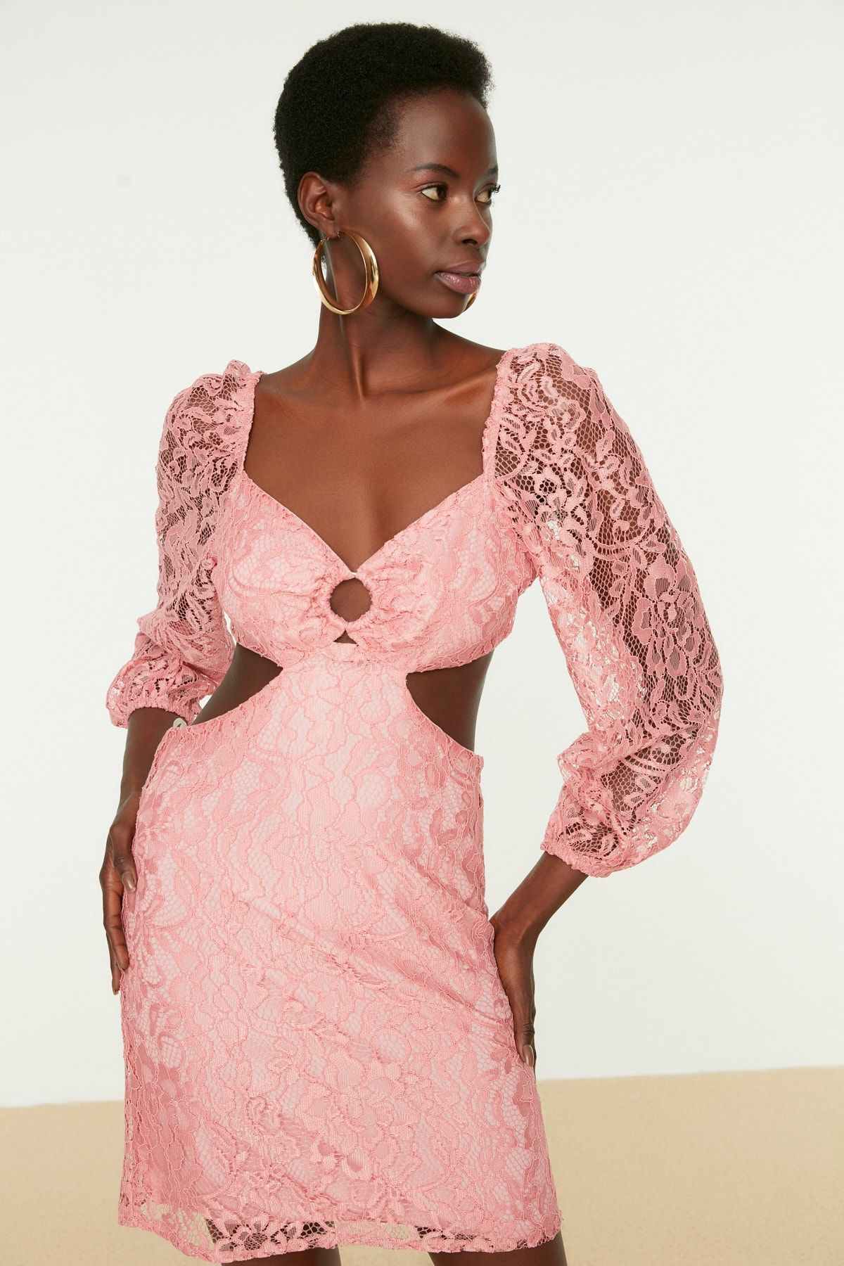 Dusty rose top lace dress