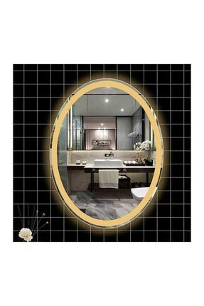 73x93 Cm Kumlamalı Elips Ledli Ayna Banyo Aynası Dekoratif Ayna Boy Ayna Salon Duvar Ayna EVRST0572