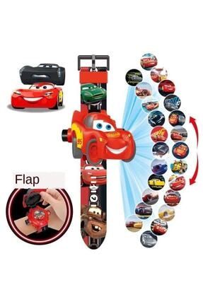 Projeksiyon Işıklı Resimli Pixar Cars Araba Dijital Erkek Çocuk Saat Hediyelik Kutulu saat593
