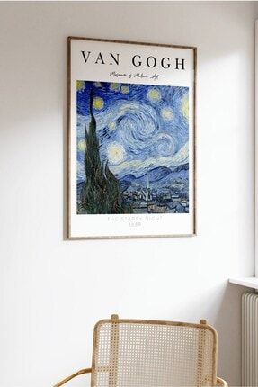 Van Gogh Starry Night Çerçevesiz 40x32cm Poster Salon Oturma Yatak Odası Ofis Için Duvar Dekoru NT0POST00008-40x32