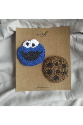 Handmade Cookie&cookie Monster Punch Nakışı Klips Toka 202