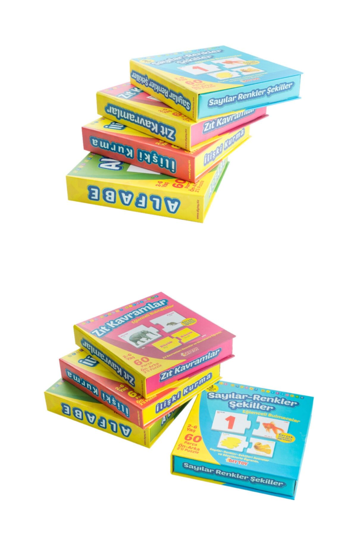 Diytoy-مجموعة ألغاز ممتعة من Delux (التعرف، المفاهيم المضادة، الأبجدية، الأشكال الملونة للأرقام) 2