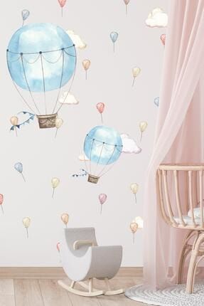 Soft Renklerde Uçan Balonlar Seti Çocuk Bebek Odası Sticker Seti k607