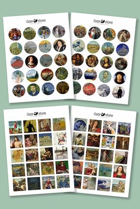 80 Parça Ünlü Tablolar Seçkin Eserler Temalı Dekoratif Sticker Yapışkan Seti sk1