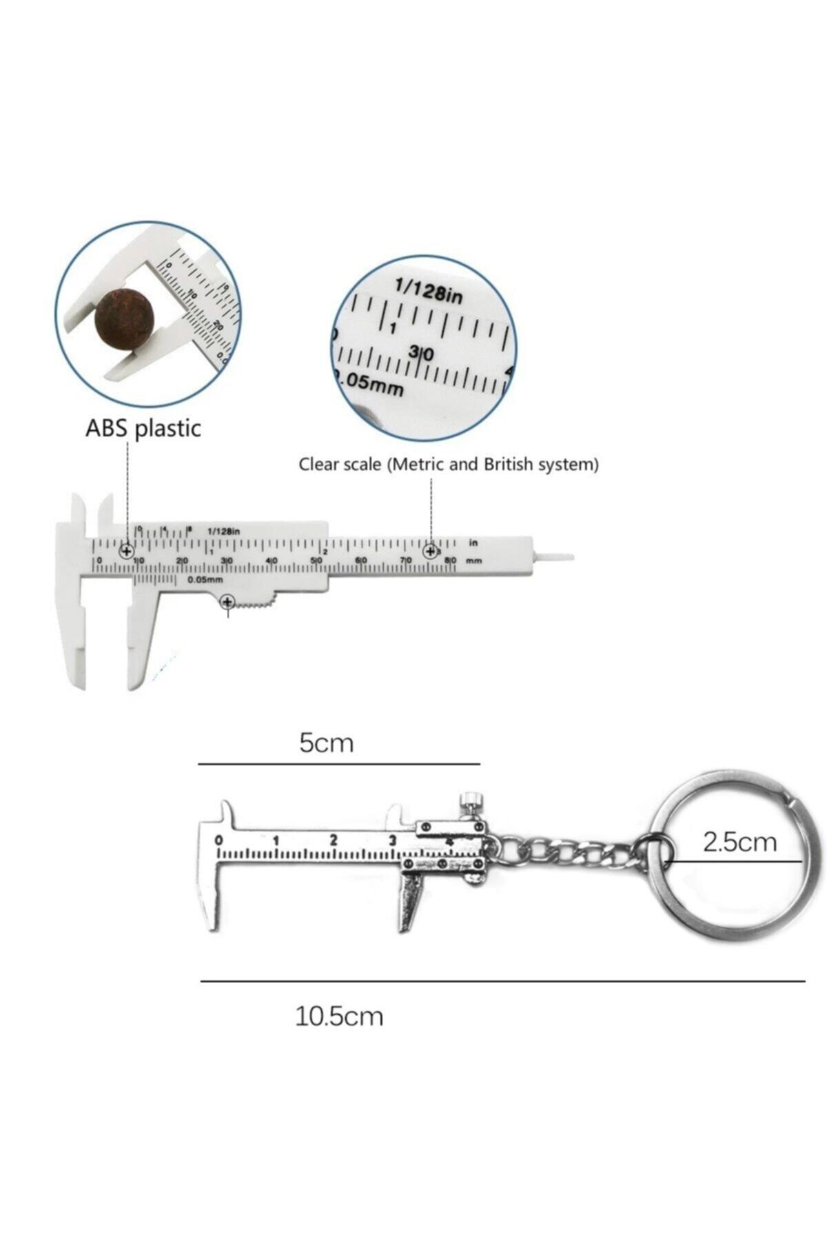 Depolife-80mm Plastic Caliper And Metal Mini Keychain Caliper Set Thickness Gauge Comparator Set of 2 2