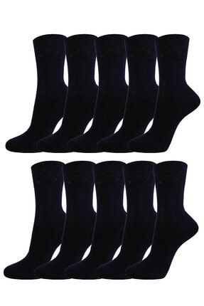 Unisex Klasik Pamuklu Soket Çorap 10'lu Ekonomik Paket Lacivert SKT10