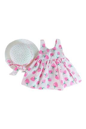 Jojovu Kız Bebek Çilekli Elbise + Şapka %100 Pamuklu TYC00344400402