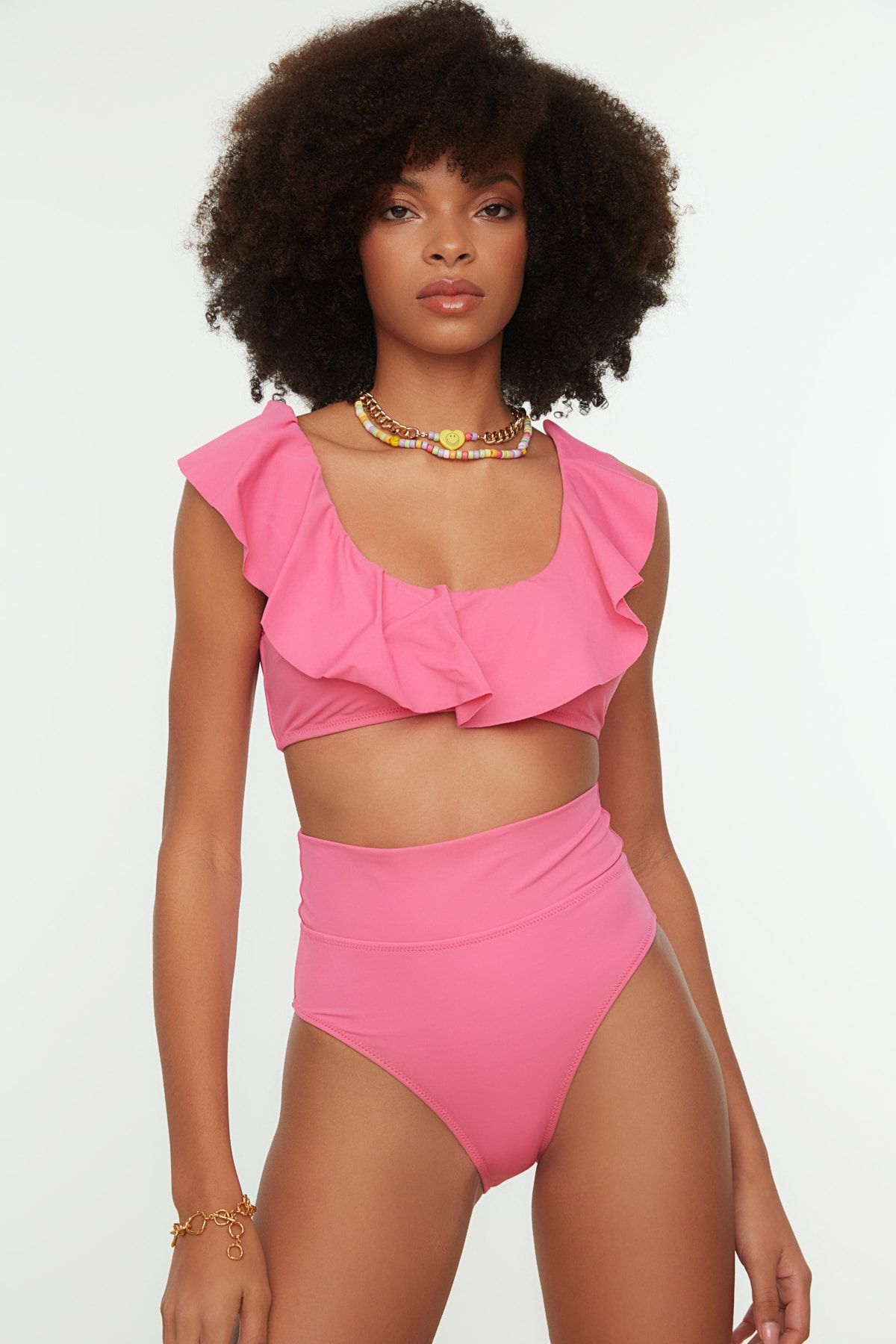 Trendyol Collection Pink Extra High Waist Bikini Bottom