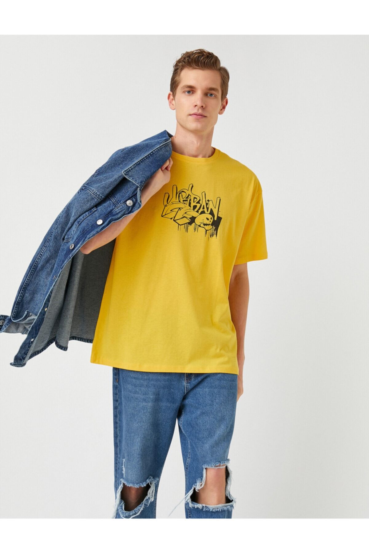 Koton T-Shirt Gelb Oversized Fast ausverkauft