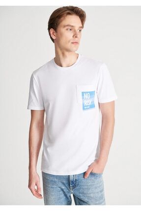 Baskılı Beyaz Tişört Slim Fit / Dar Kesim 0610301-620