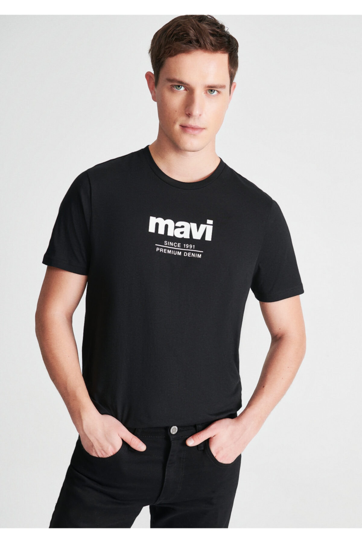 تیشرت مشکی  مردانه تکستدار ماوی Mavi