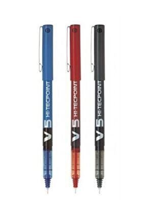 V5 Hi- Tecpoint 3'lü Iğne Uçlu Roller Kalem Seti Siyah Mavi Kırmızı PLT1008