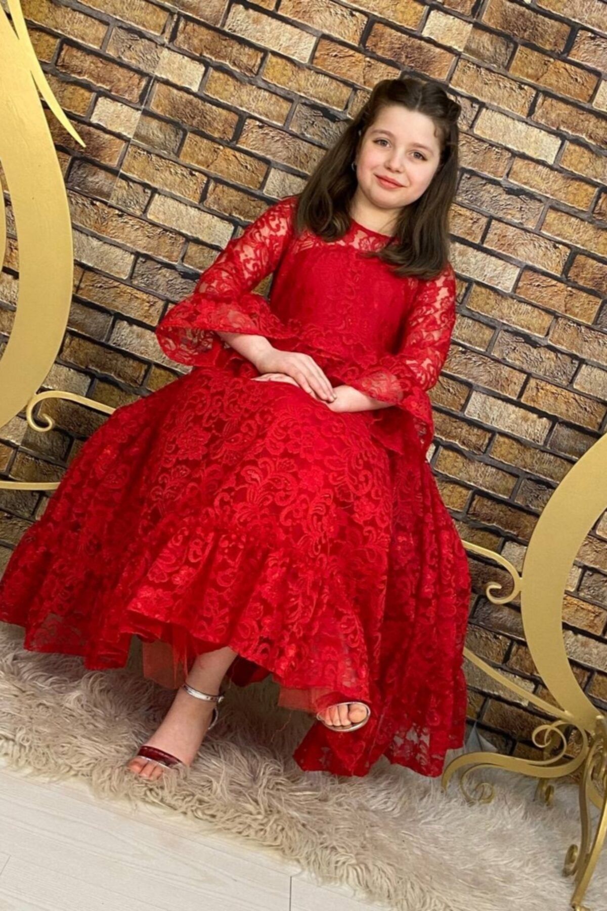 Dantelli Kırmızı Çocuk Abiye ABY0023