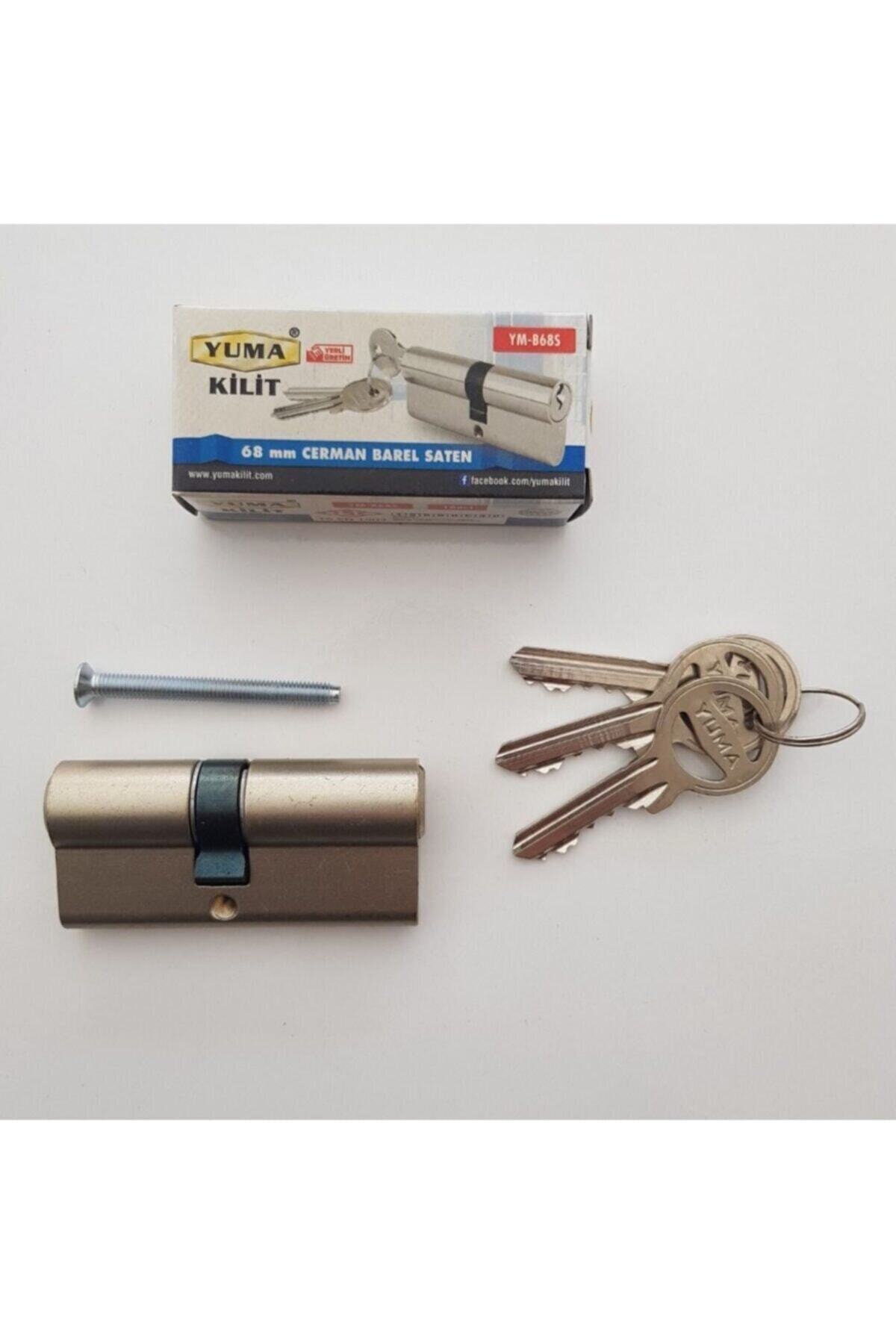 Steel Door Lock Cerman Barrel Satin / 68mm / 3 Keys
