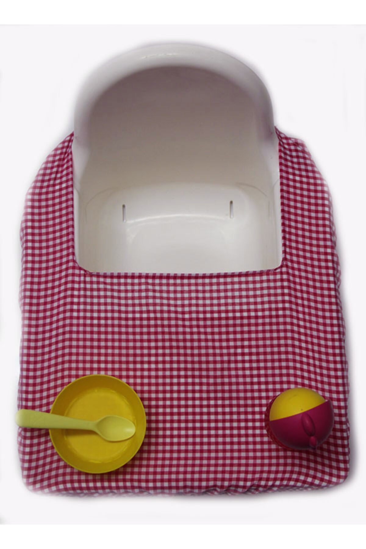 Çizgikare Pembe Pötikareli Mama Sandalyesi Örtüsü - Mama Sandalyesi Kılıfı fotoğrafı 2 (önizleme)