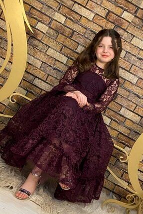 Dantelli Elit Model Çocuk Abiye Elbise aby0023