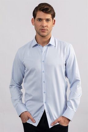 Modern Slim Fit Kendinden Desenli Düz Beyaz Gömlek MD220003-05