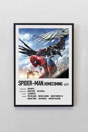 Spider-man Homecoming Filmi Siyah Çerçeveli 21x30 cm Marvel Tasarım Tablo MRVL00022