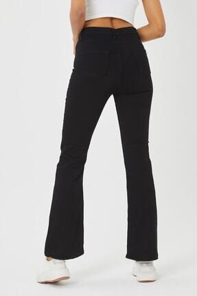 Özel Tasarım Kadın Siyah Solmayan Yüksel Bel Likralı Toparlayıcı İspanyol Pantalon MEVAGFA220122