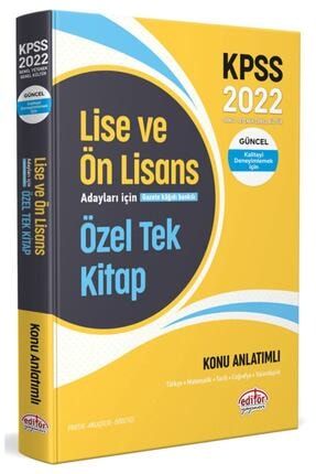 Kpss Lise Ve Ön Lisans Adayları Için Vıp Özel Tek Kitap Konu Anlatımlı 2022 - Editör Yayınevi 9786052803554