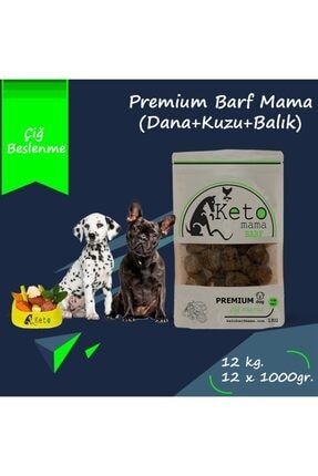 Premium Barf Köpek Maması 12kg | (dana+kuzu+balık) Çiğ Mama barfc12kg