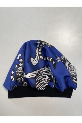 Kıvırcık Saçlılar Için Mavi Zebra Desenli Saten Bone pistore00459