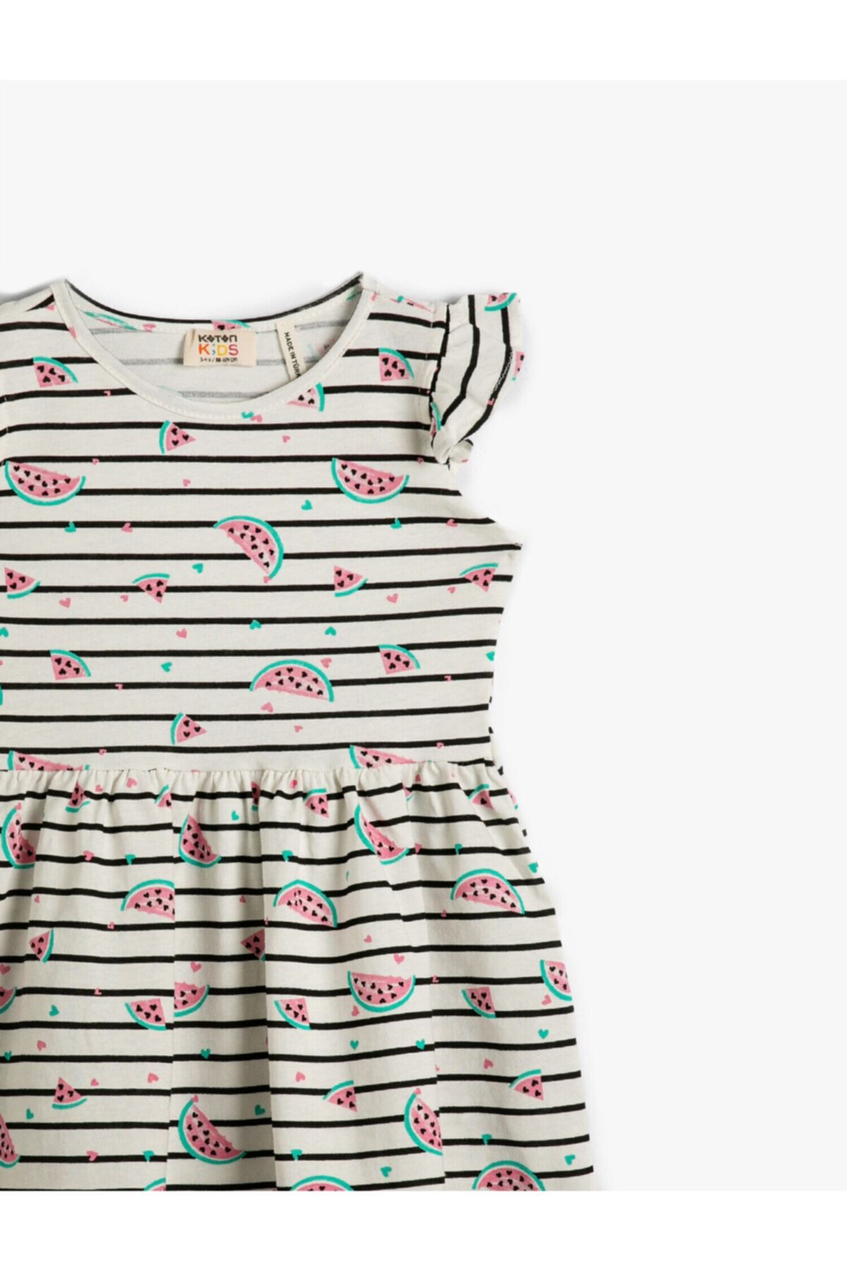 Koton-Girl's Watermelon Printed Striped Dress Cotton 3
