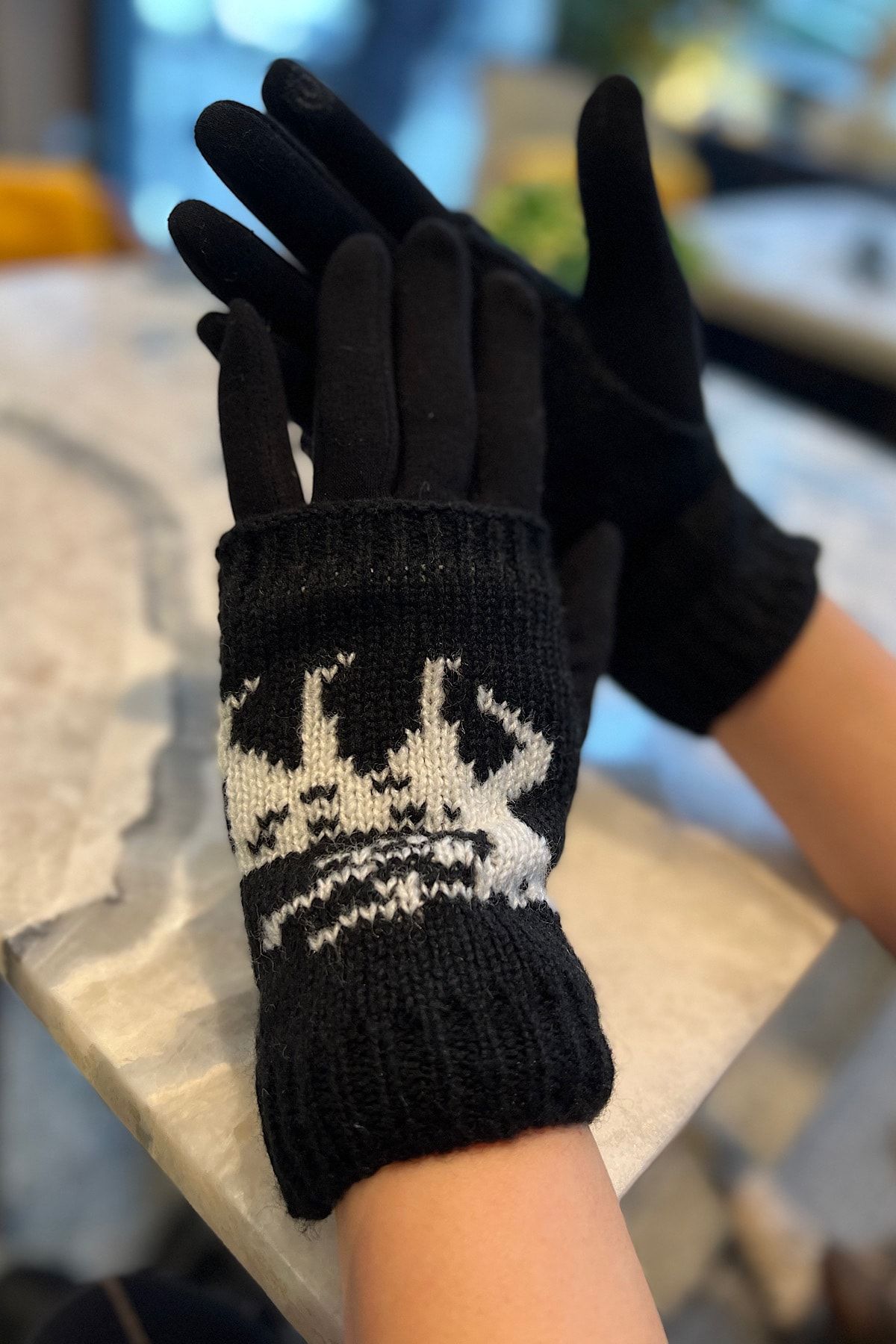 novon-Winter Themed Double Layer Touchscreen Finger Detailed Premium Gloves with Miflon Inside 2