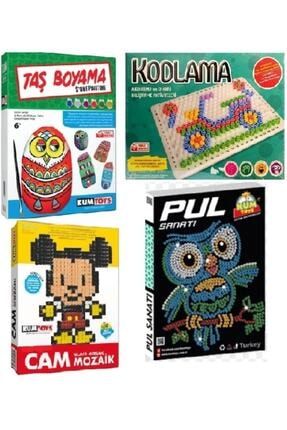 Kodlama:algoritma Dikkat Geliştirme Cam Mozaik Pul Sanatı Taş Boyama Sanatı 4lü Süper Set KUMTOYSSET