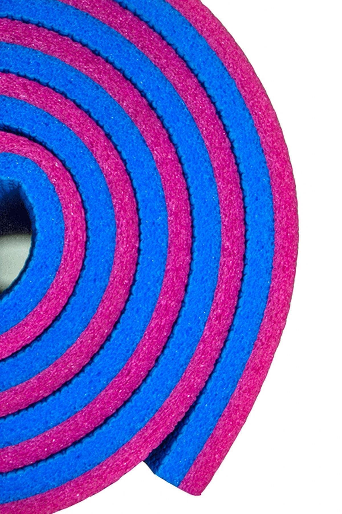 Bernardo Yıldız 10 mm Kalın Egzersiz Pilates Minderi Kamp Yoga Mat Çift Taraflı 180x60 Pembe-mavi