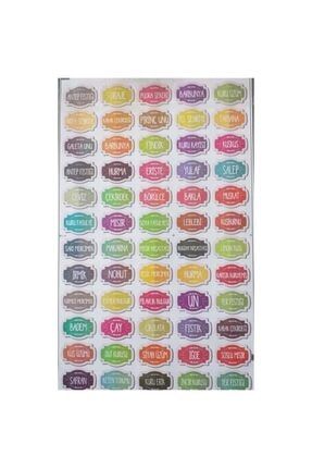 Renkli 115 Adet Baharat Bakliyat Kuruyemiş Kavanoz Sticker Etiketi 85963REN