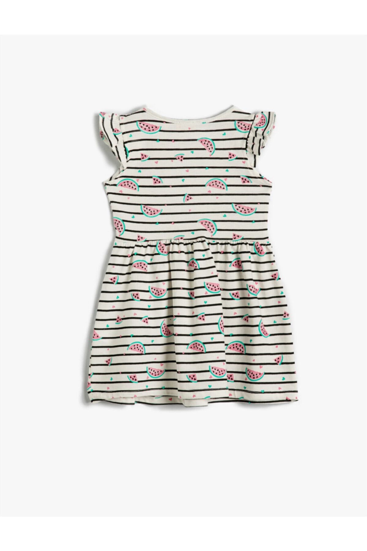 Koton-Girl's Watermelon Printed Striped Dress Cotton 2