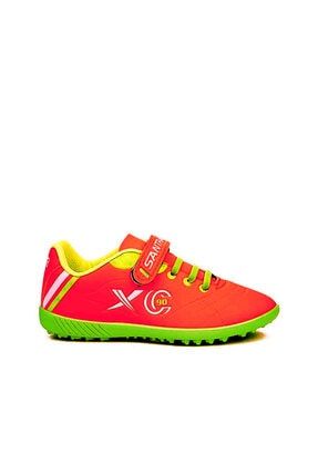 Cr90 Neon Turuncu Erkek Çocuk Cırtlı Halısaha Krampon Spor Ayakkabı 802-C90